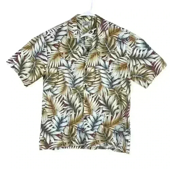 Pacific Legend Shirt Mens Red Tan‎ Hawaiian Short Sleeve Floral - Picture 1 of 8